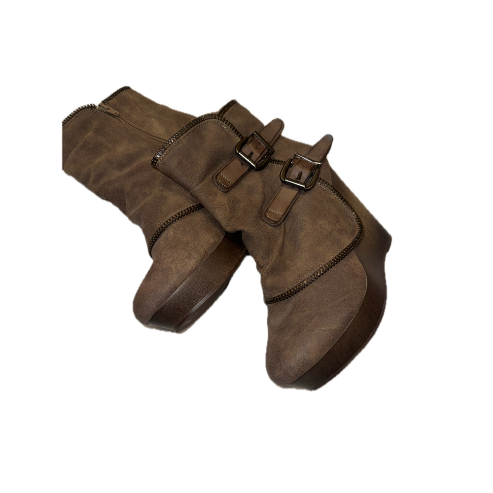 Not Rated Wedge Buckle Ankle Boots - Picture 8 of 11